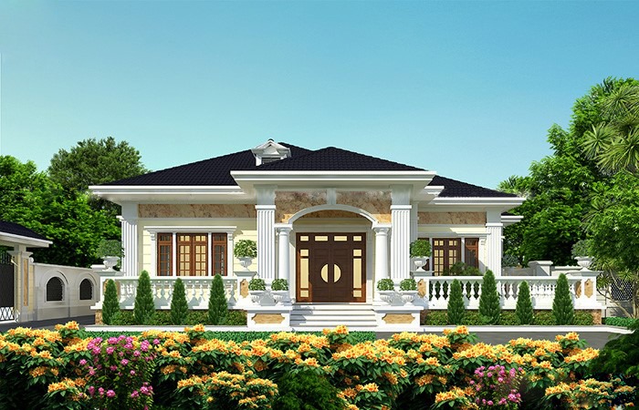Thiết kế nhà kiểu Villa đẹp ở Ba Đình Hà Nội