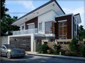 Mẫu nhà mái dốc hiện đại 2 tầng đẹp