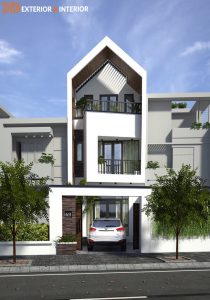 Mẫu thiết kế kiến trúc nhà phố hiện đại mái dốc đẹp lạ mắt