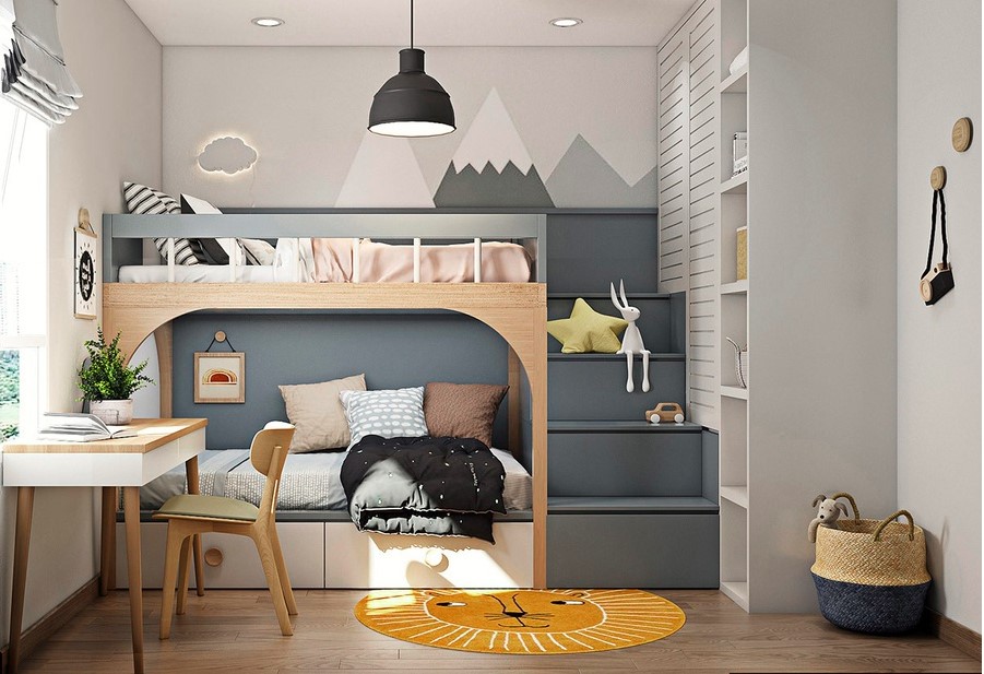 Mẫu thiết kế phòng ngủ đôi dành cho trẻ em 2