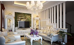 Thiết kế phòng khách tân cổ điển gia đình anh Thu