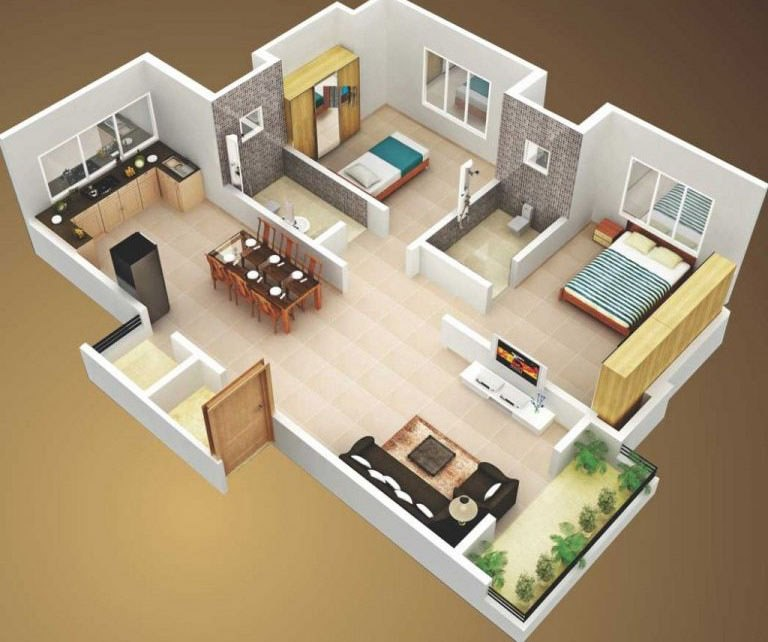 A 3d rendering of a house Description automatically generated