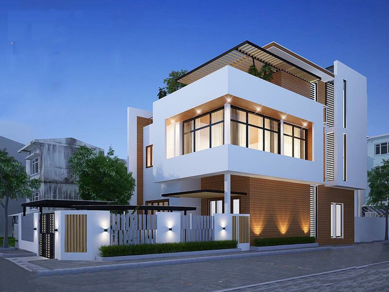 A building with a fence and a fence Description automatically generated