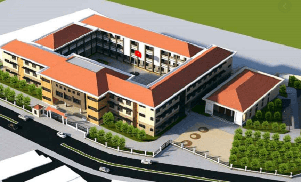 A building with a red flag Description automatically generated