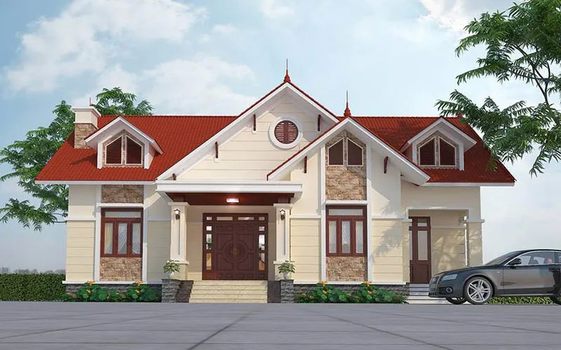 A house with a red roof Description automatically generated