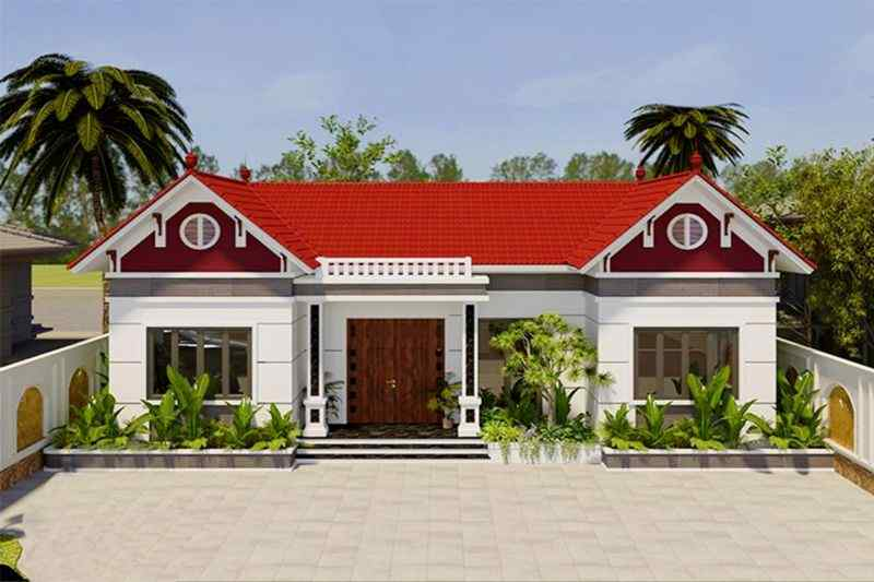 A house with palm trees Description automatically generated