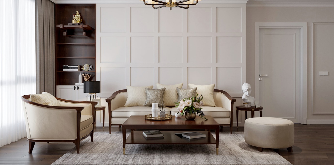 A living room with a couch and coffee table Description automatically generated